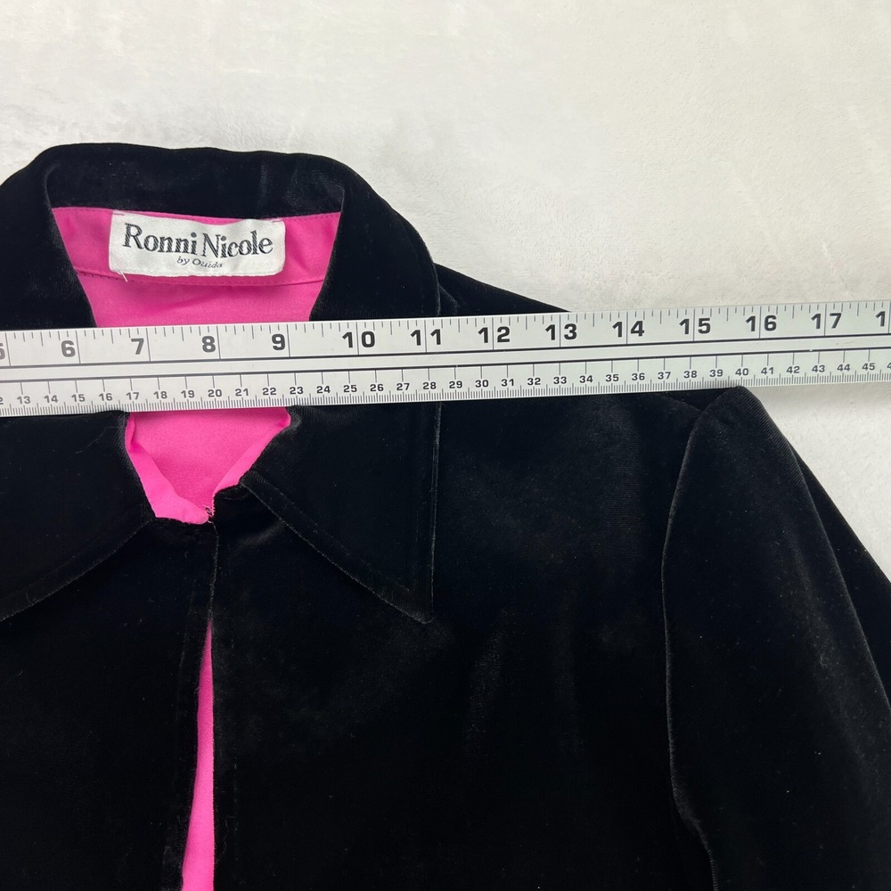 Ronni Nicole Ouida VTG Y2K‎ Black Velvet S Pink Lined Dressy Shirt Jacket Party - Picture 16 of 16